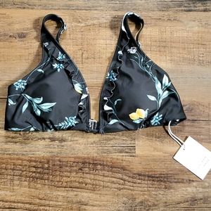 Lauren Conrad NWT black w/flowers bikini top